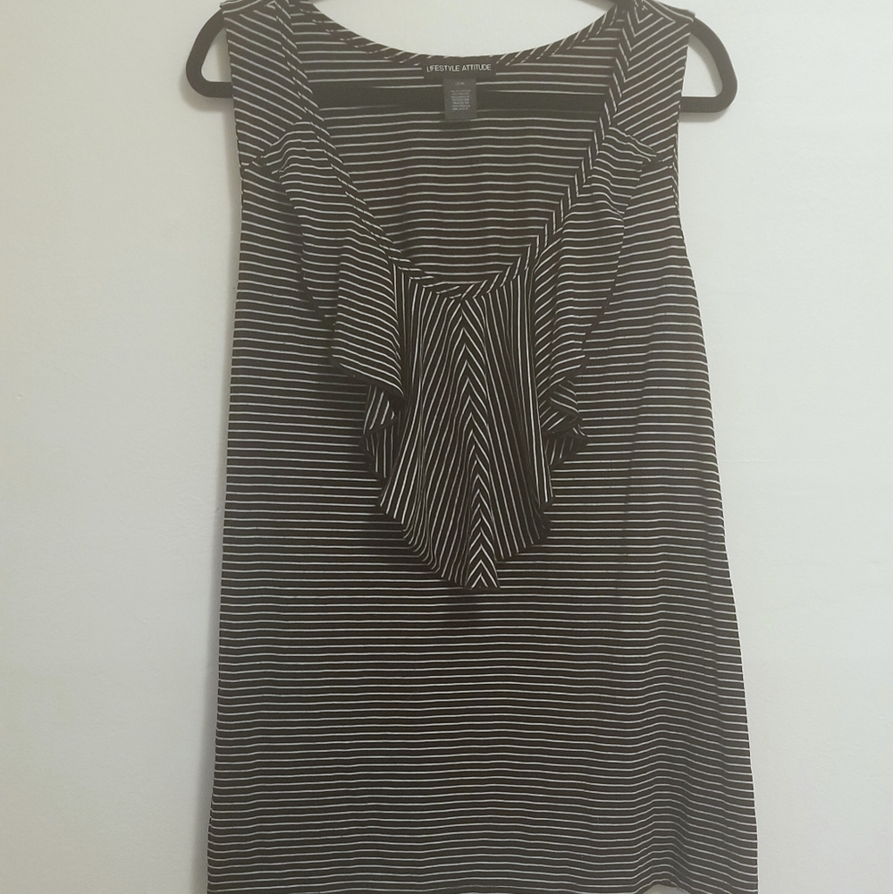 Lifestyle Attitude Size 3X Black & White Tank Top